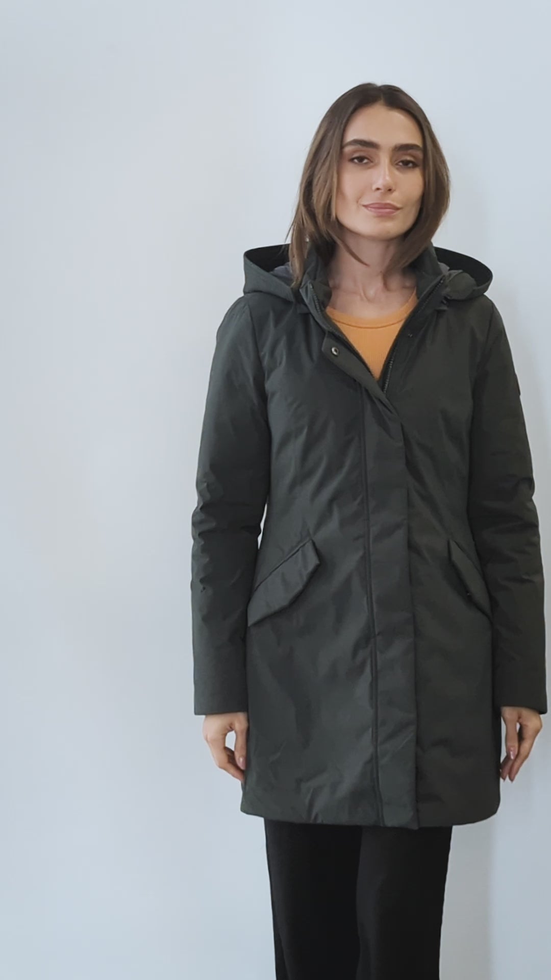 Chamarra Larga para mujer Greenlander con gorro