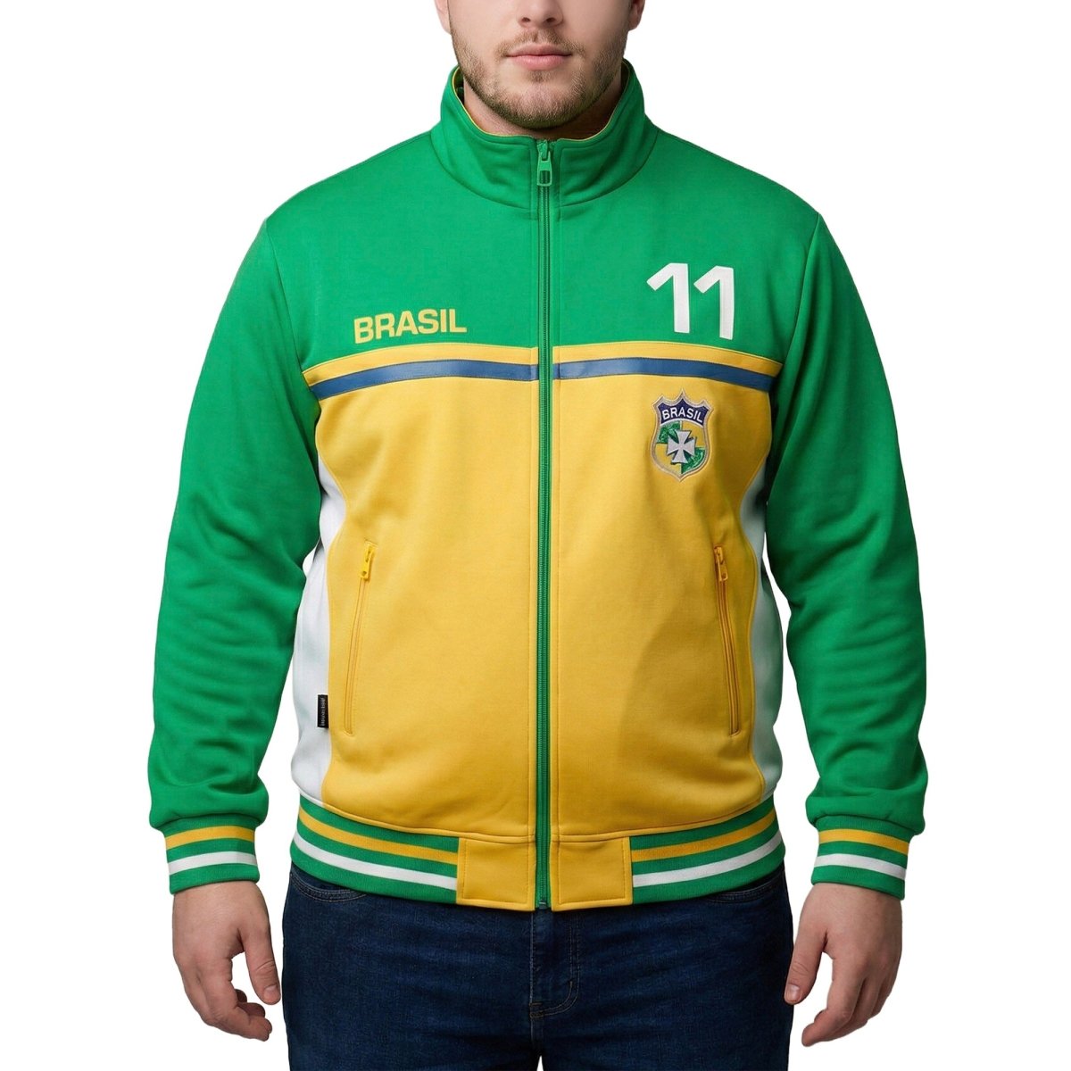 Sudadera Plus Size Deportiva de Brasil para Hombre Futbolera - Greenlander
