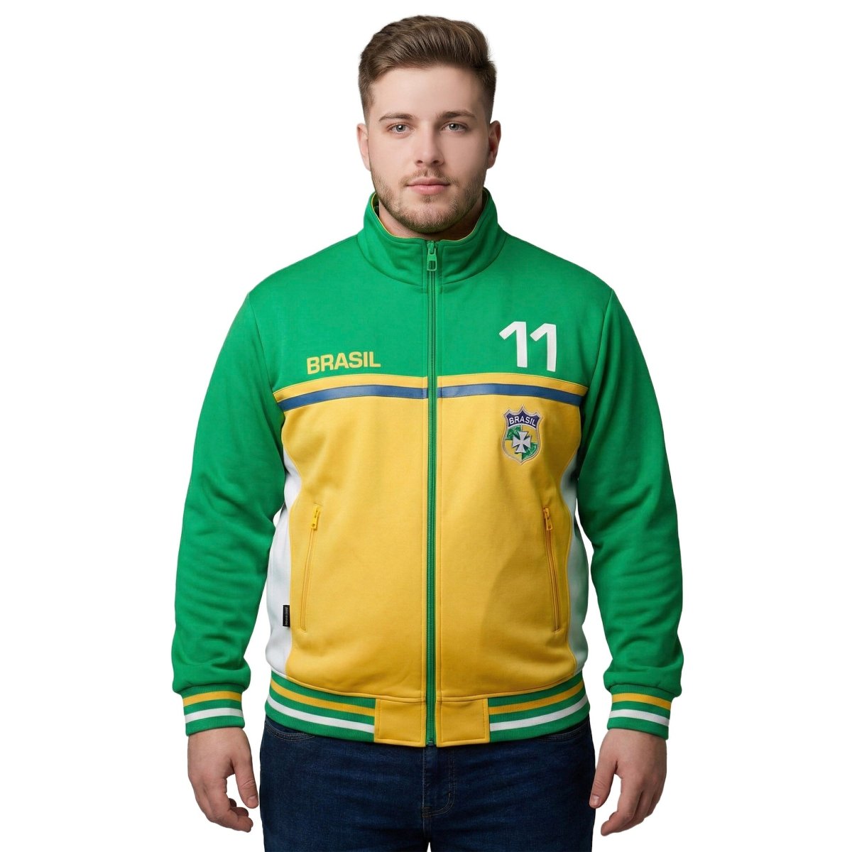 Sudadera Plus Size Deportiva de Brasil para Hombre Futbolera - Greenlander